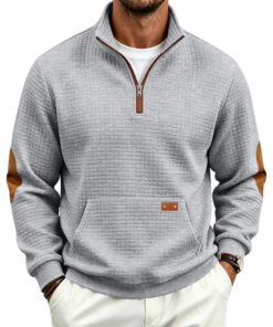 Men's Outdoor Casual Loose Jacquard Small Checkered Sweatshirt