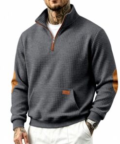 Alternative view of Men's Outdoor Casual Loose Jacquard Small Checkered Sweatshirt